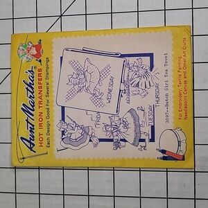 Aunt Martha's Hot Iron Transfers - Charming Designs Linens, 3597 Dutch Girl Tea